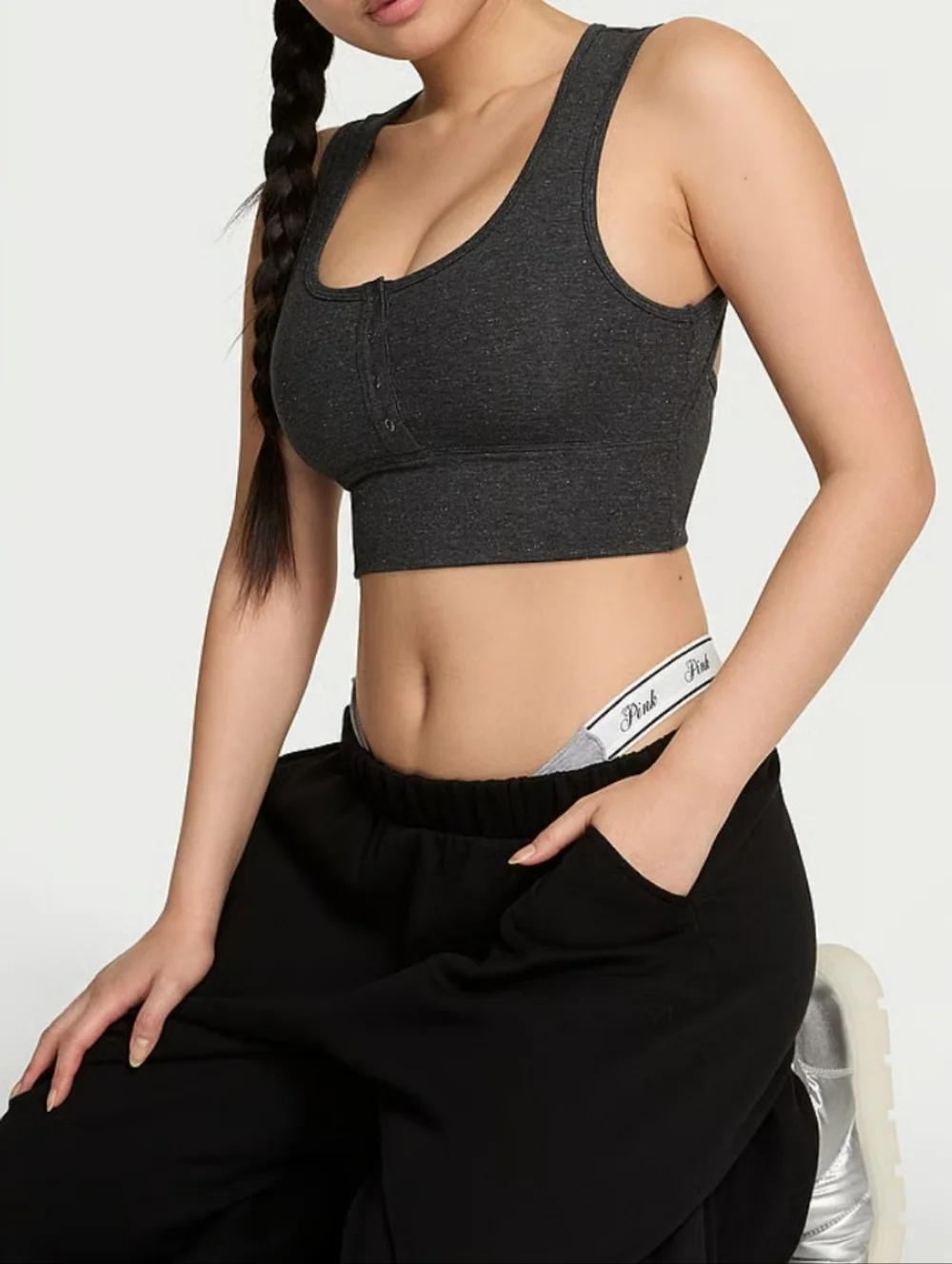 PINK Victoria's Secret All-Day Cotton Henley Scoop Bra M
